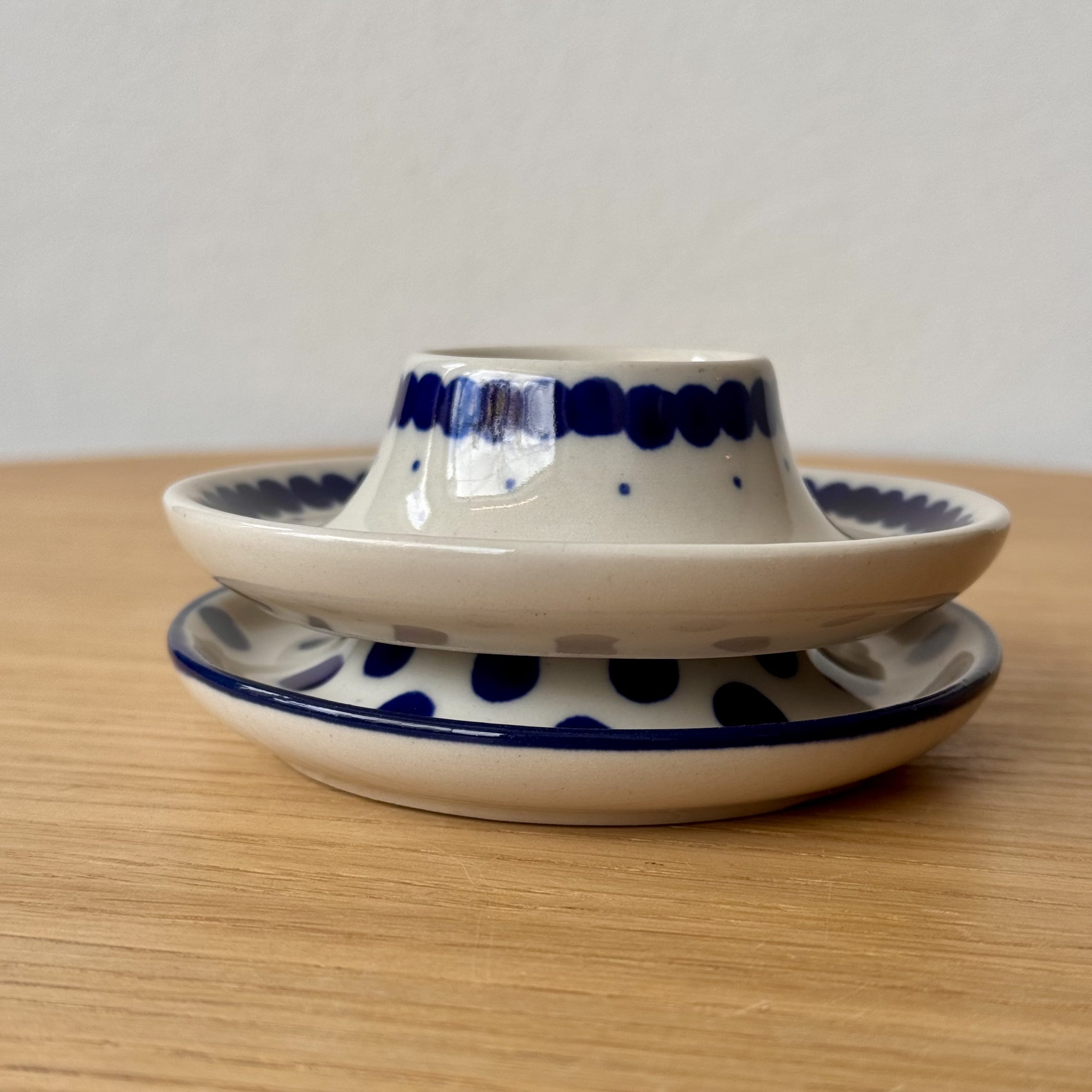 Podstawka na jajko (145) - śr 10 cm wys 3,5 cm - 61A Mini kropka niebieska - obrazek 4