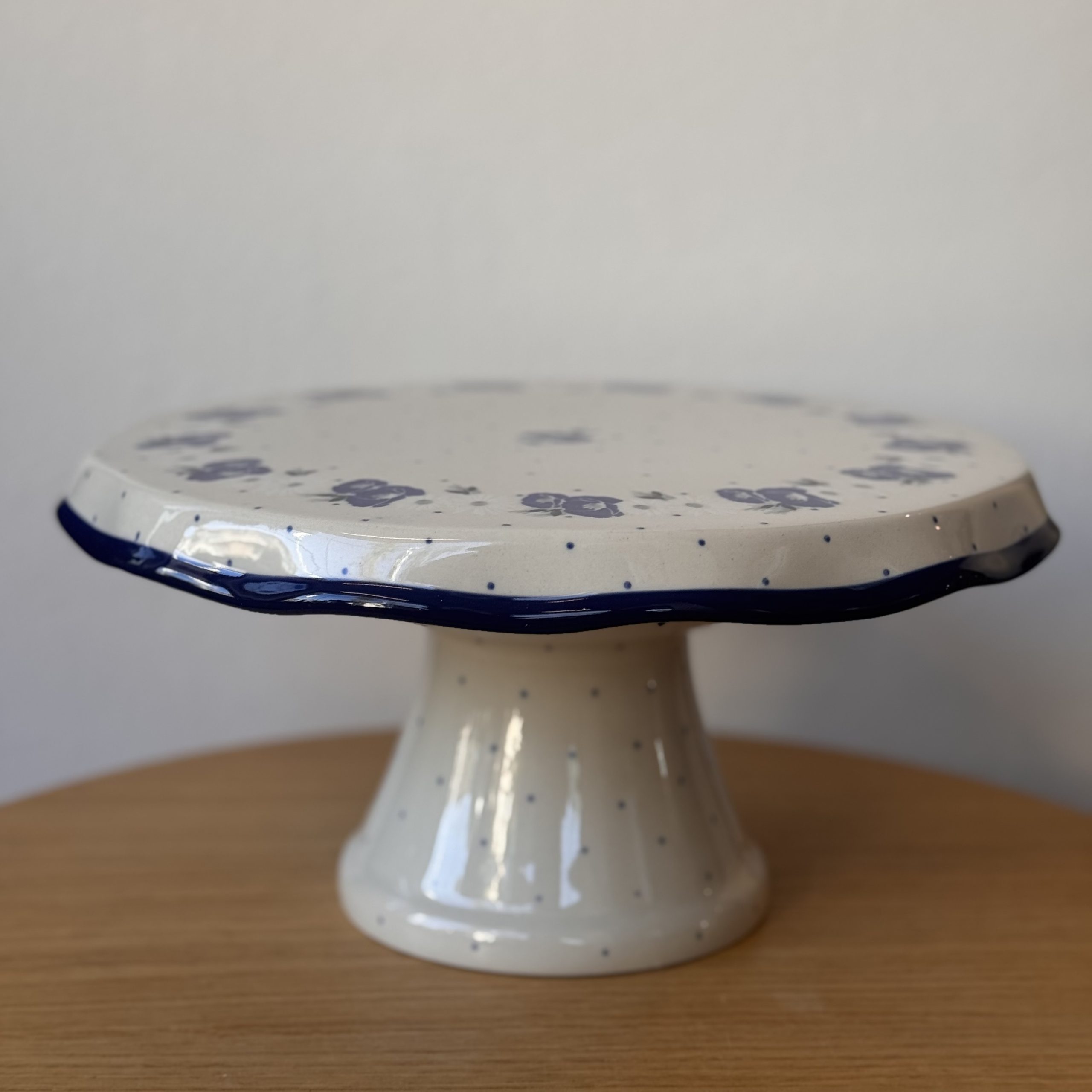 Tortownica ceramiczna (148) - śr 29 cm wys 13 cm - 2661X Niebieskie maki