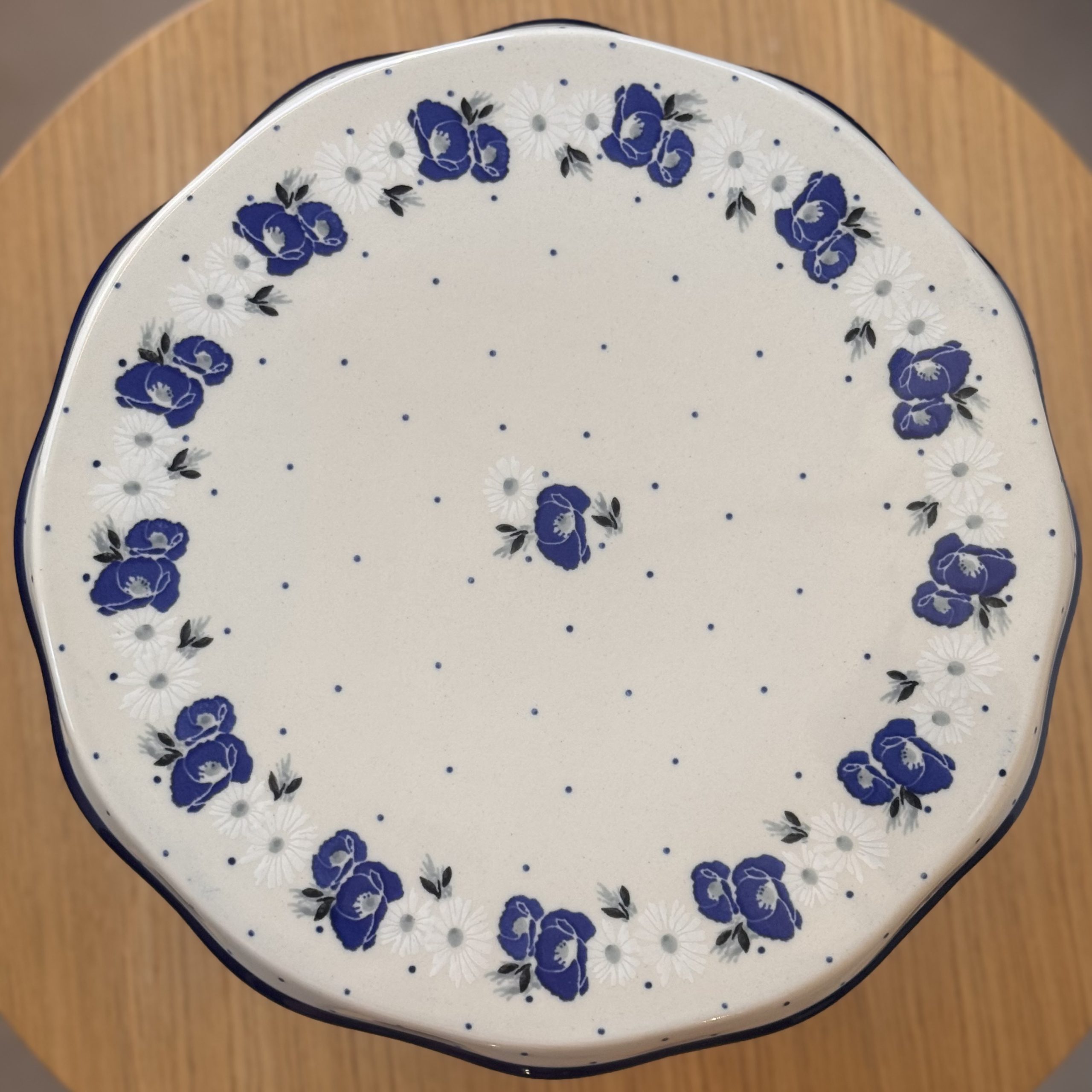 Tortownica ceramiczna (148) - śr 29 cm wys 13 cm - 2661X Niebieskie maki - obrazek 4