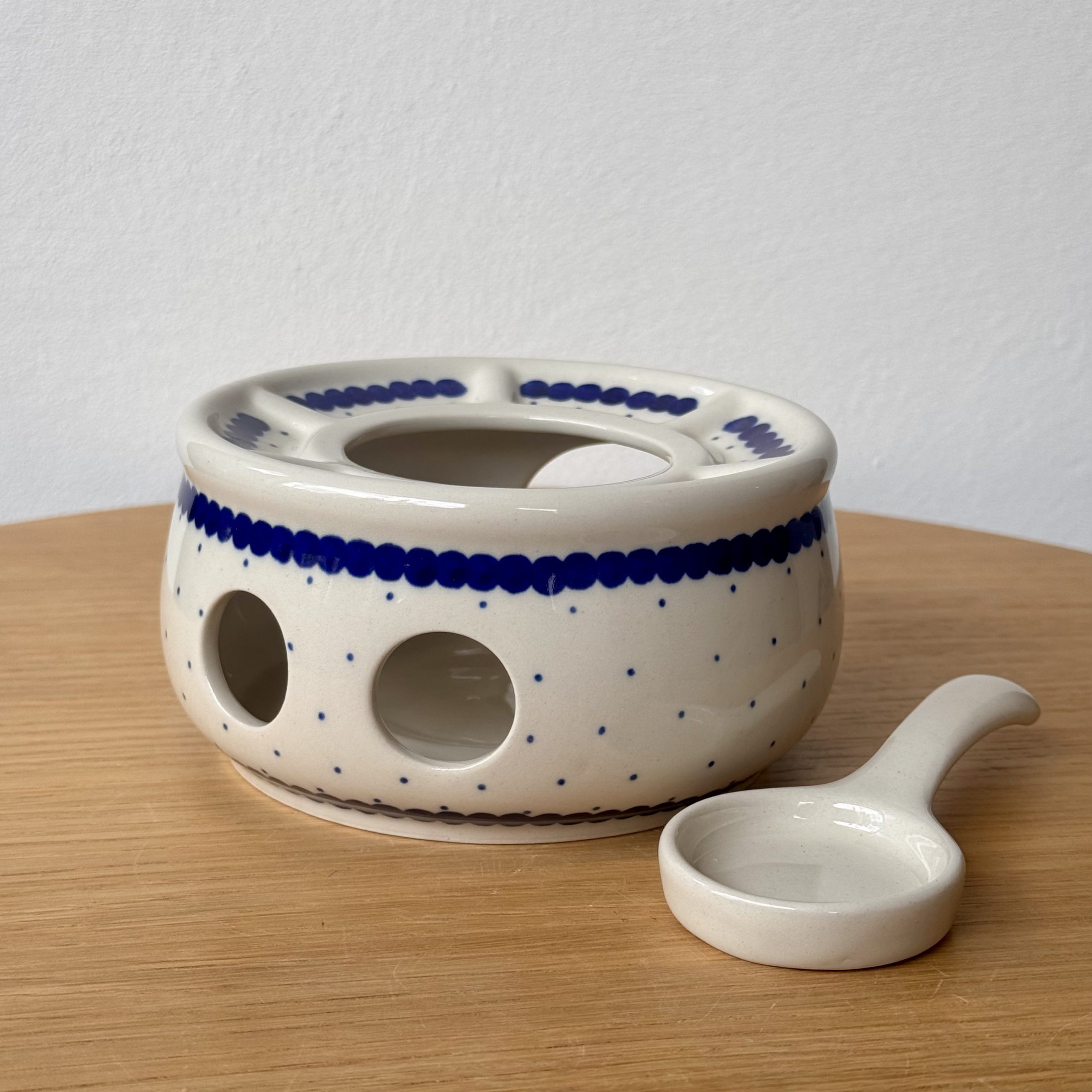 Podgrzewacz ceramiczny średni (374) - śr 13 cm - 61A Mini kropka niebieska