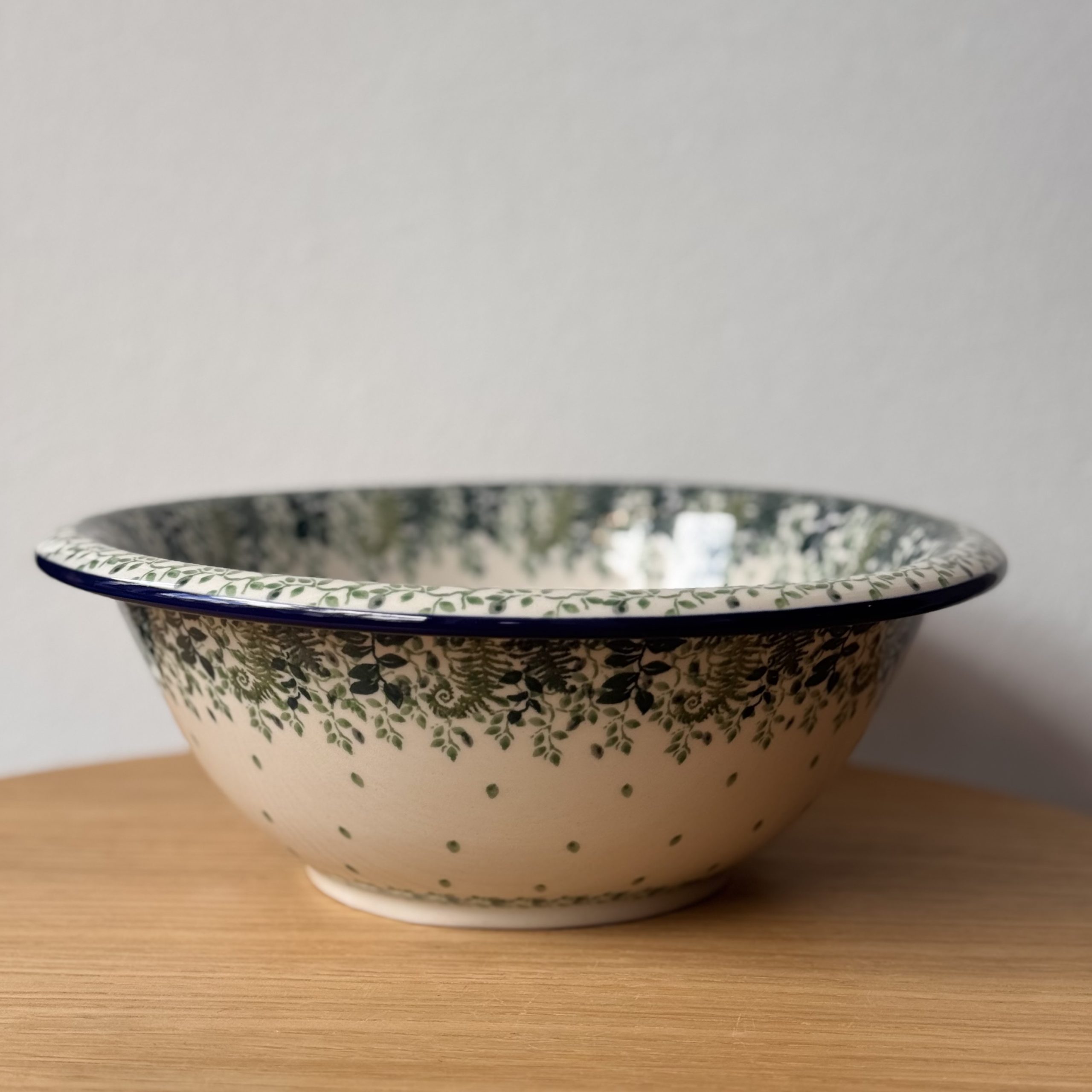 Miska ceramiczna (863) - śr 26cm wys 9cm - 2206X Zielone paprocie