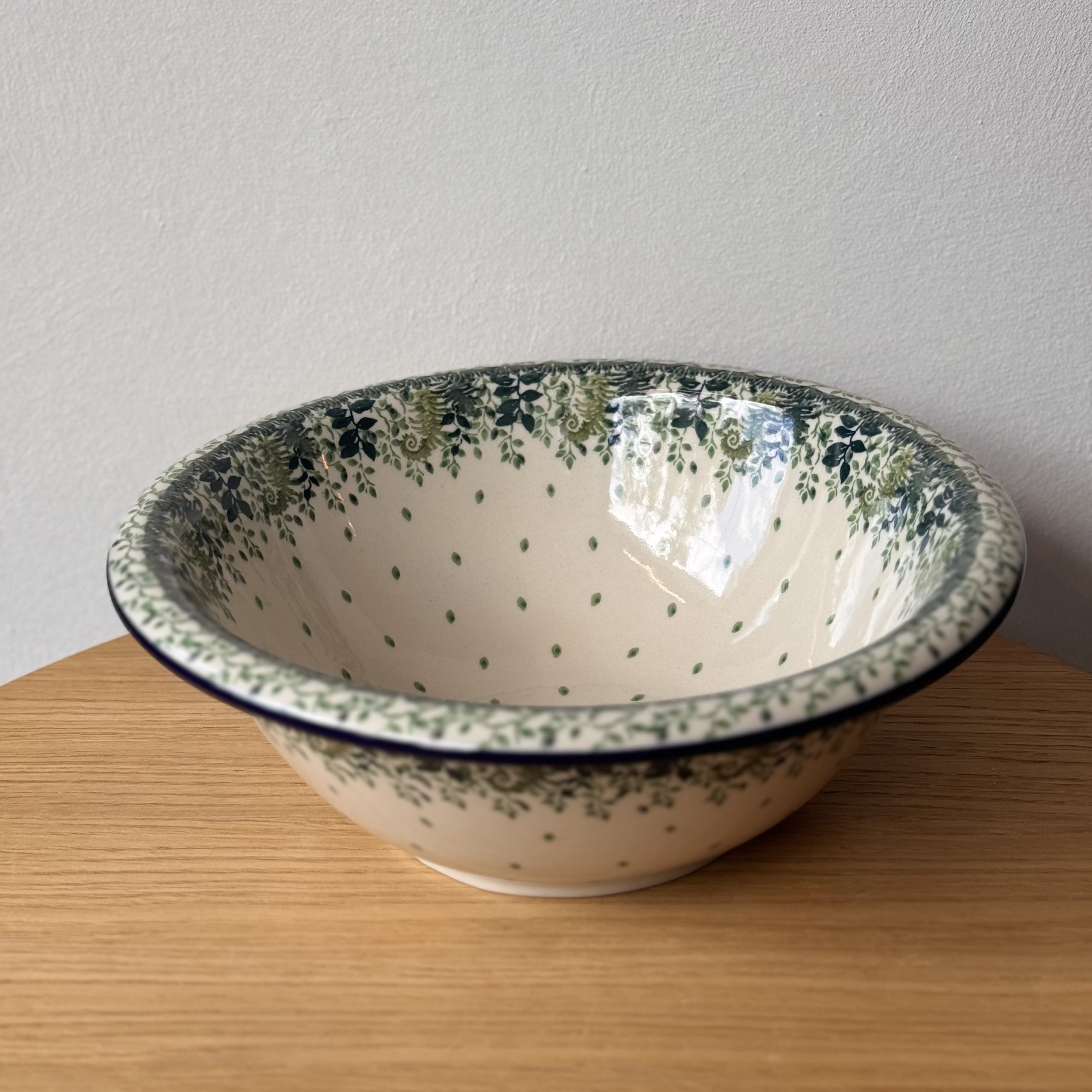 Miska ceramiczna (863) - śr 26cm wys 9cm - 2206X Zielone paprocie - obrazek 2