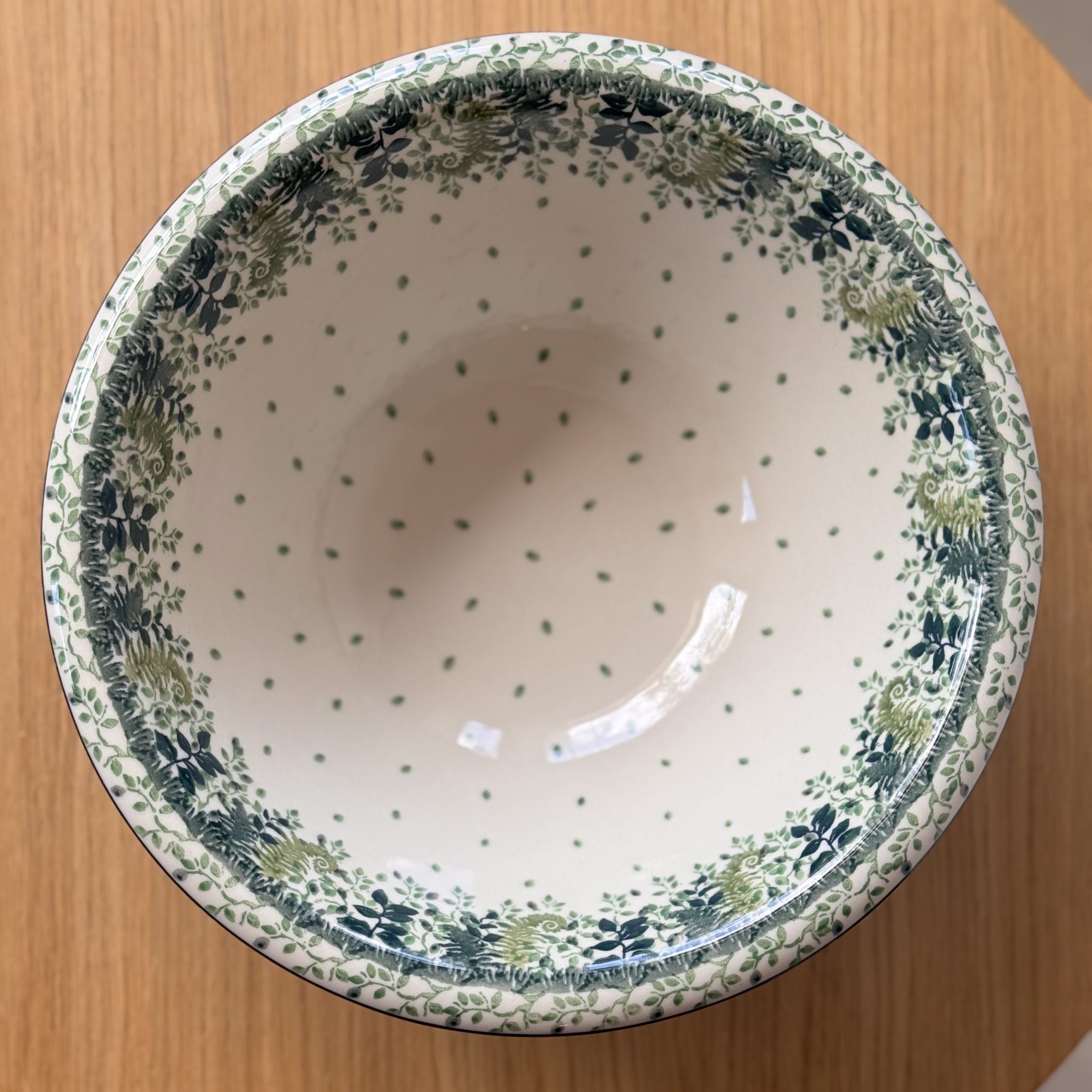 Miska ceramiczna (863) - śr 26cm wys 9cm - 2206X Zielone paprocie - obrazek 5