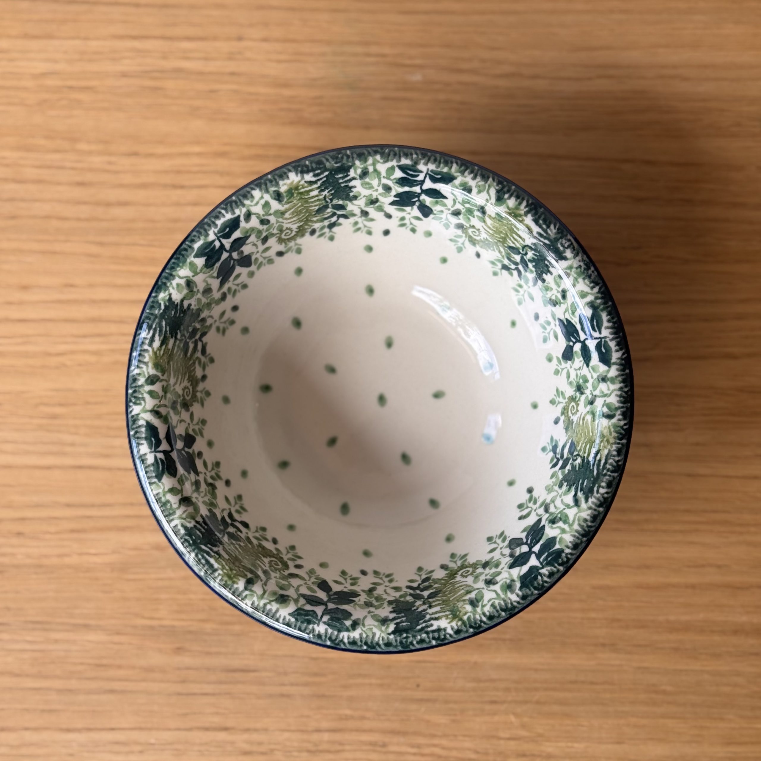 Miska ceramiczna (865) - śr 15,5cm wys 5,5cm - 2206X Zielone paprocie - obrazek 2