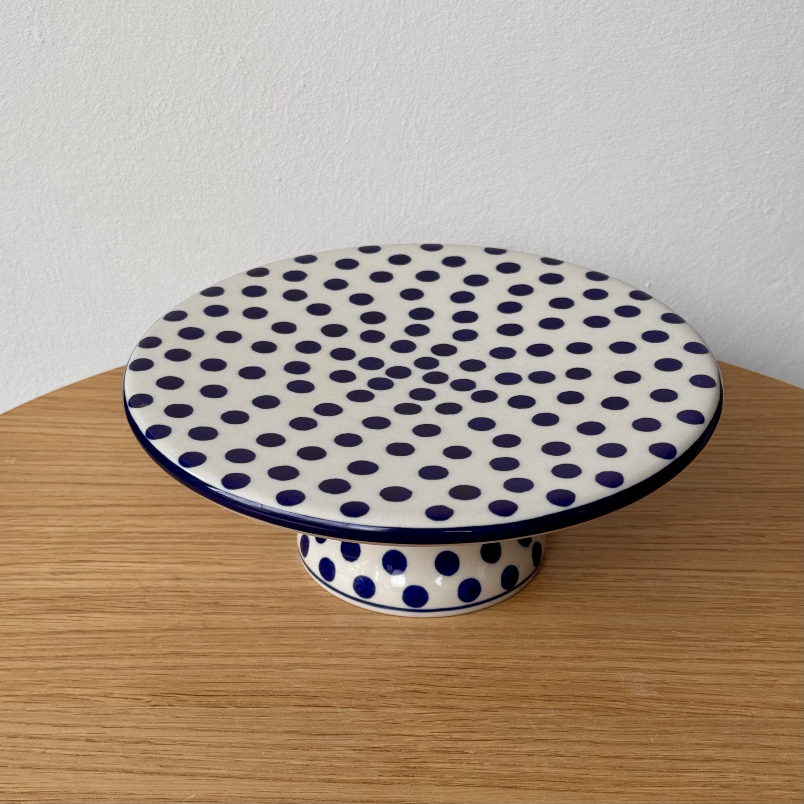 Tortownica ceramiczna (A92) - śr 20 cm wys 7,5 cm - 61X Kropki - obrazek 3