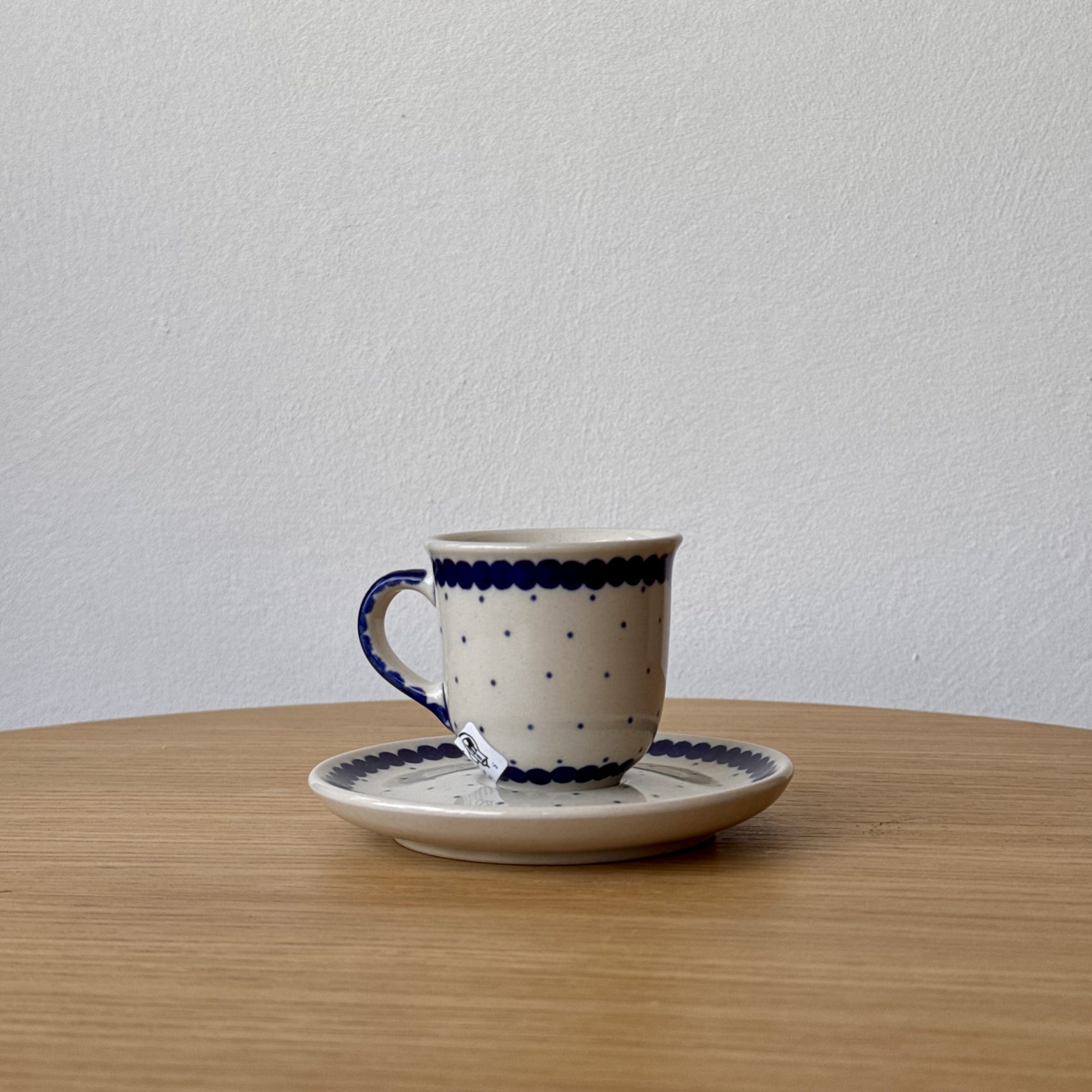 Filiżanka ze spodkiem espresso (B10) - 60 ml - 61A Mini kropka niebieska