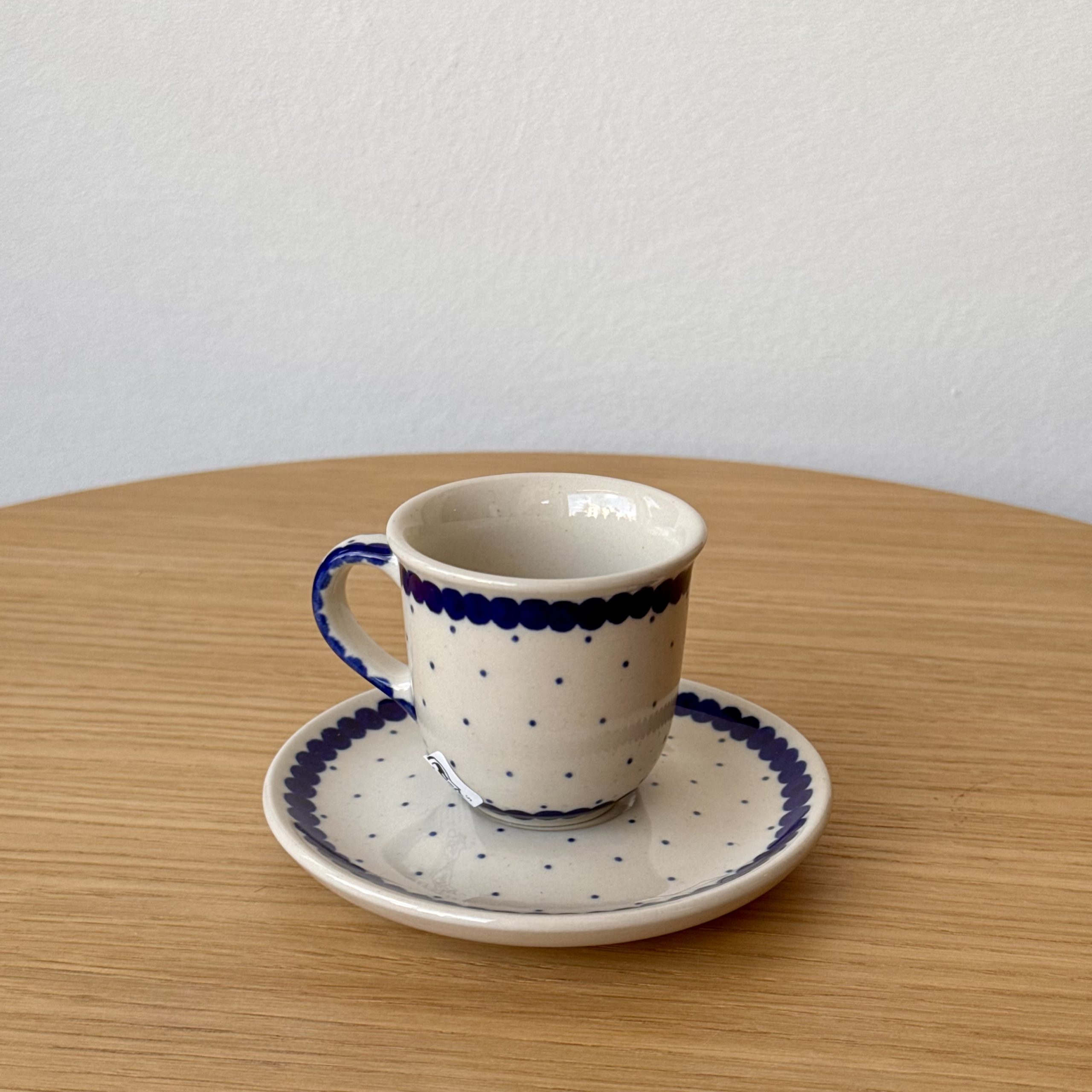 Filiżanka ze spodkiem espresso (B10) - 60 ml - 61A Mini kropka niebieska - obrazek 2