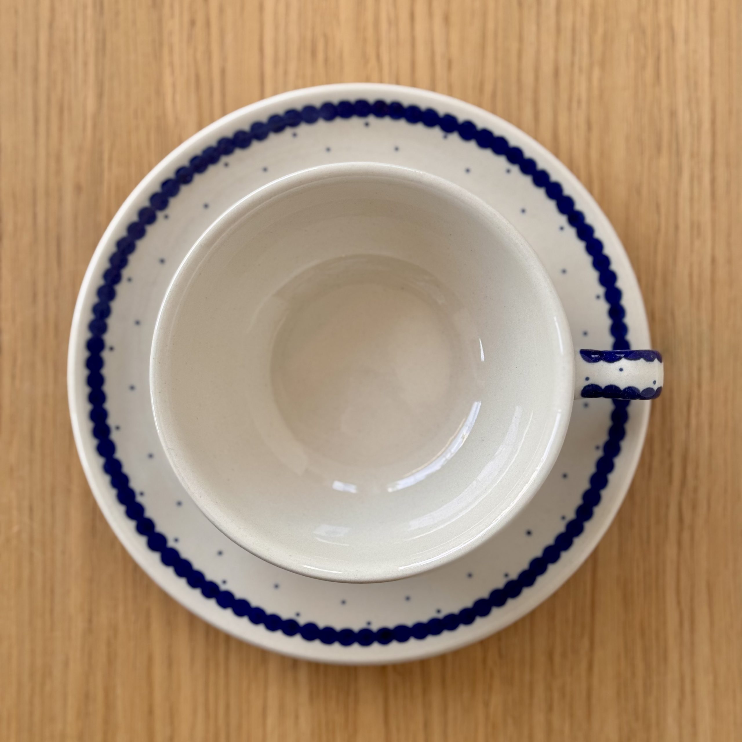 Filiżanka ze spodkiem (C31) - 250 ml - 61A Mini kropka niebieska - obrazek 3