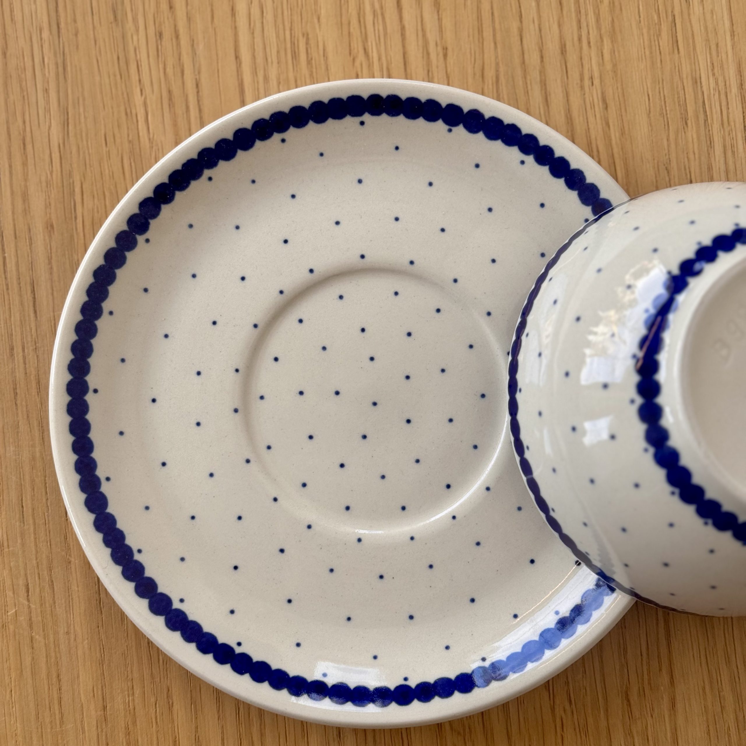 Filiżanka ze spodkiem (C31) - 250 ml - 61A Mini kropka niebieska - obrazek 4