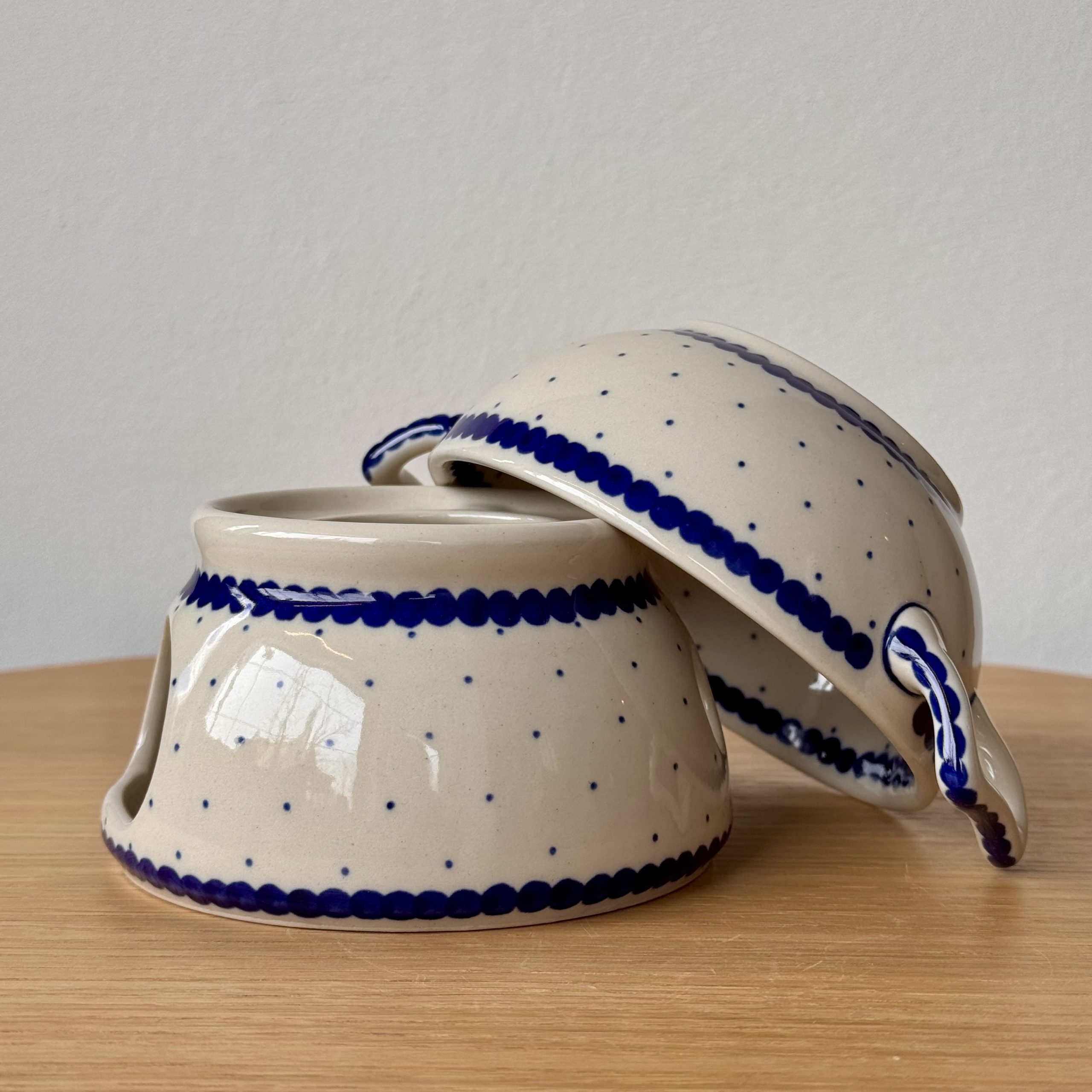 Komplet do fondue (C62) - śr 12 cm - 61A Mini kropka niebieska - obrazek 2