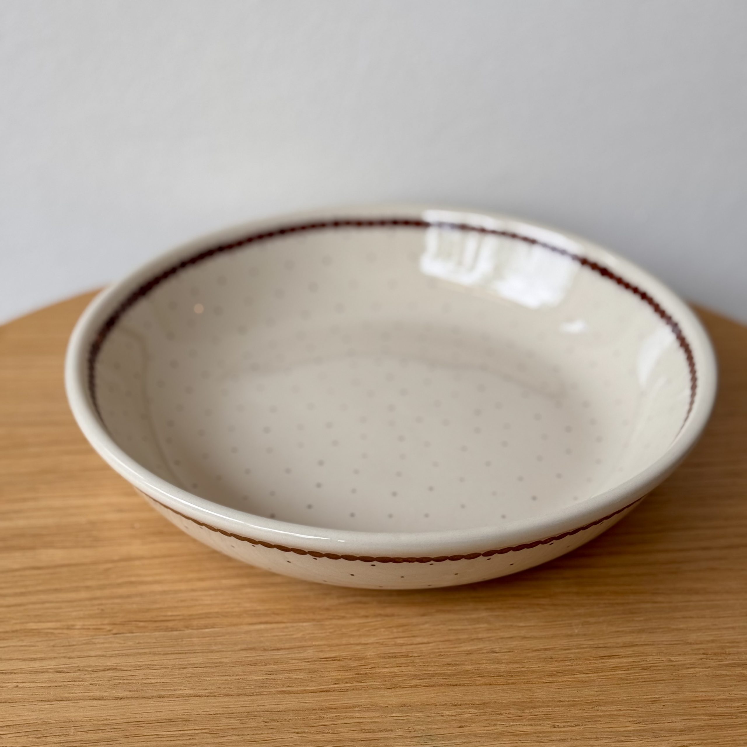 Miska ceramiczna na makaron (D93) - śr 24,5cm wys 5,3cm - 61B Mini kropka brązowa - obrazek 2