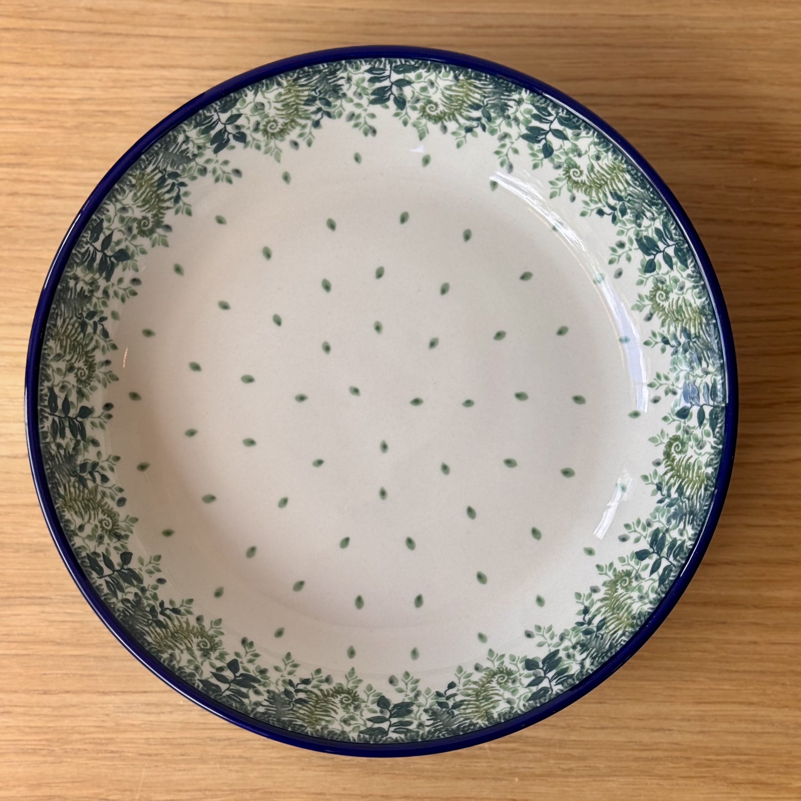 Miska ceramiczna na makaron (D93) - śr 24,5cm wys 5,3cm - 2206X Zielone paprocie - obrazek 3