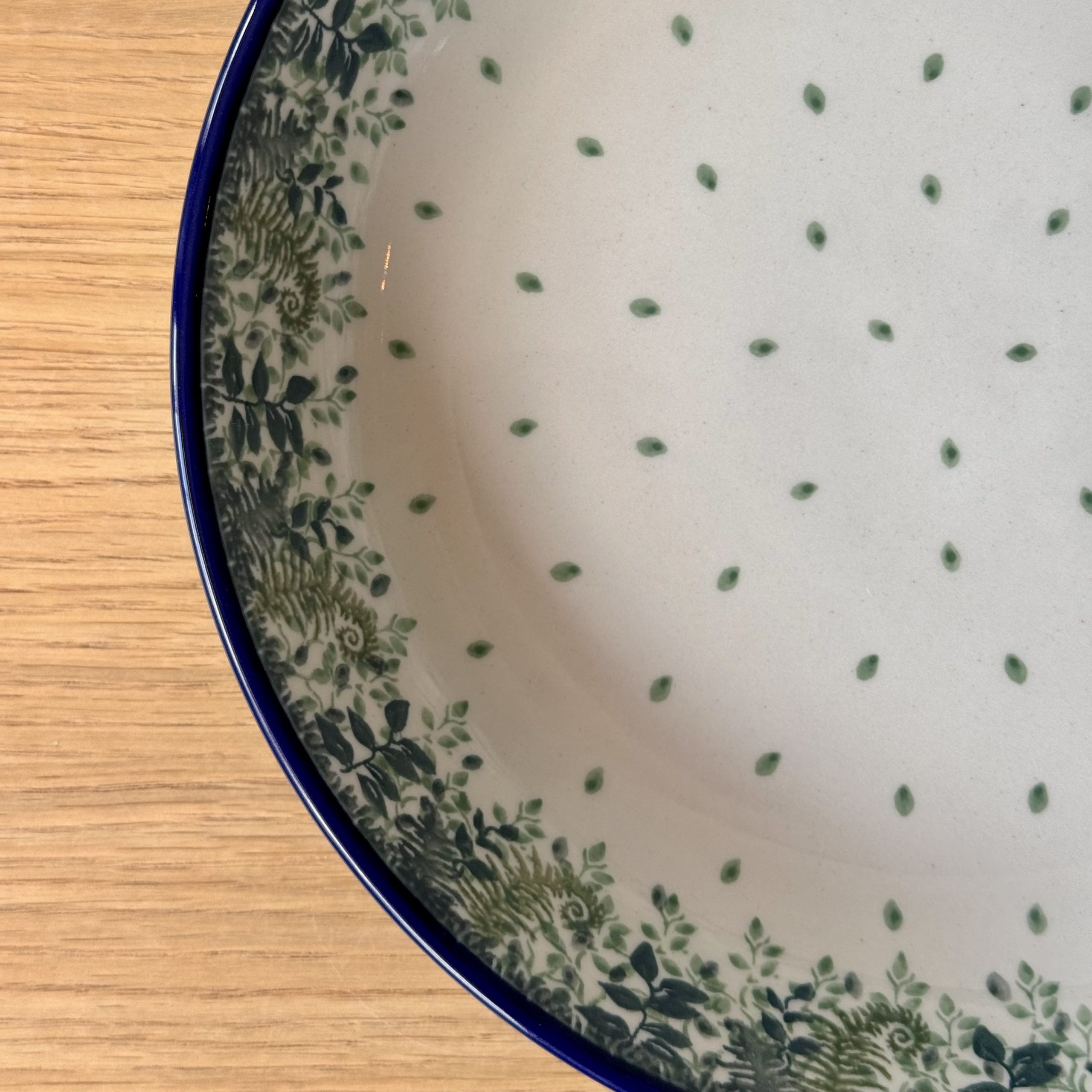 Miska ceramiczna na makaron (D93) - śr 24,5cm wys 5,3cm - 2206X Zielone paprocie - obrazek 4