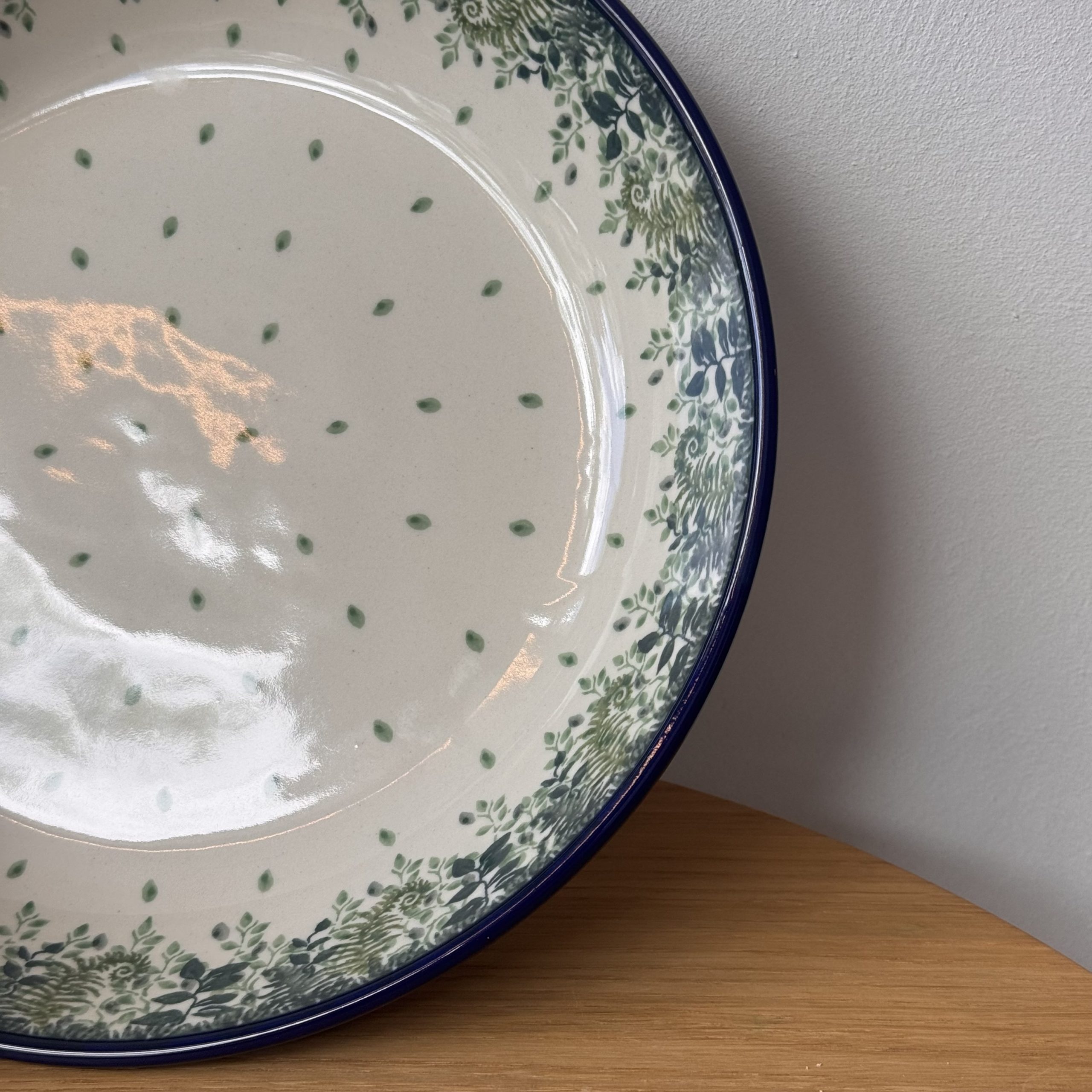 Miska ceramiczna na makaron (D93) - śr 24,5cm wys 5,3cm - 2206X Zielone paprocie - obrazek 5