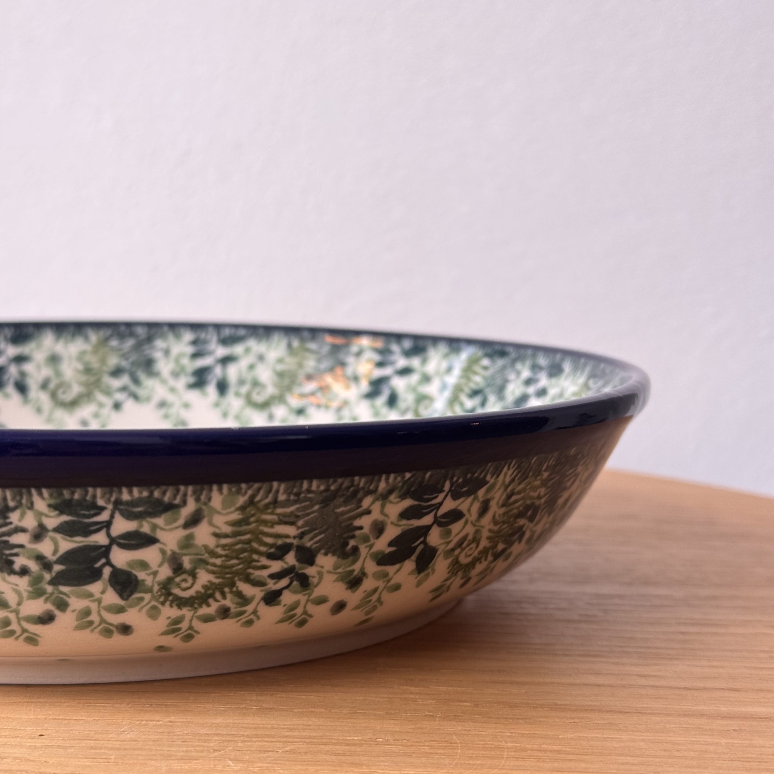 Miska ceramiczna na makaron (D93) - śr 24,5cm wys 5,3cm - 2206X Zielone paprocie - obrazek 6