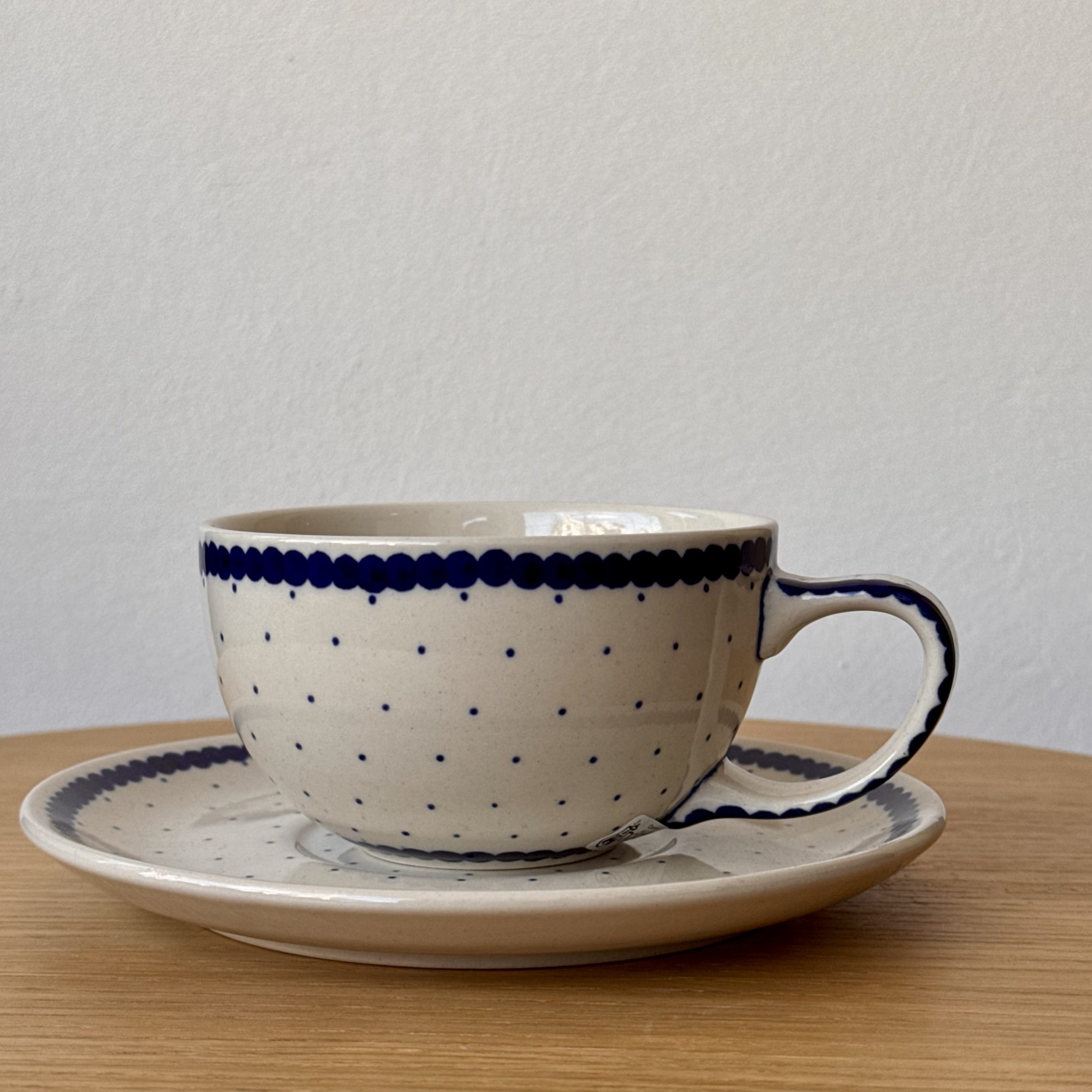 Filiżanka ze spodkiem (B99+G89) - 260 ml - 61A Mini kropka niebieska