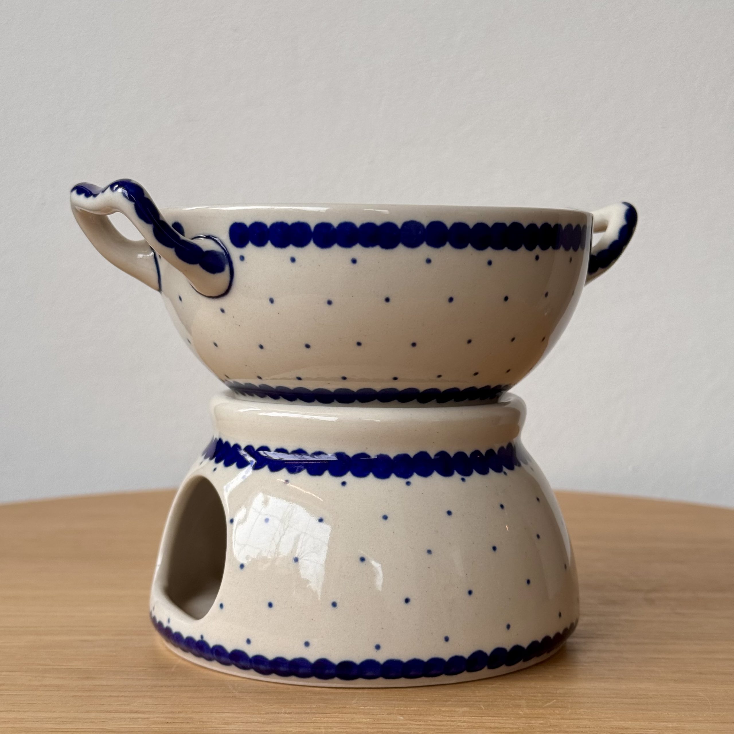 Komplet do fondue (C62) - śr 12 cm - 61A Mini kropka niebieska